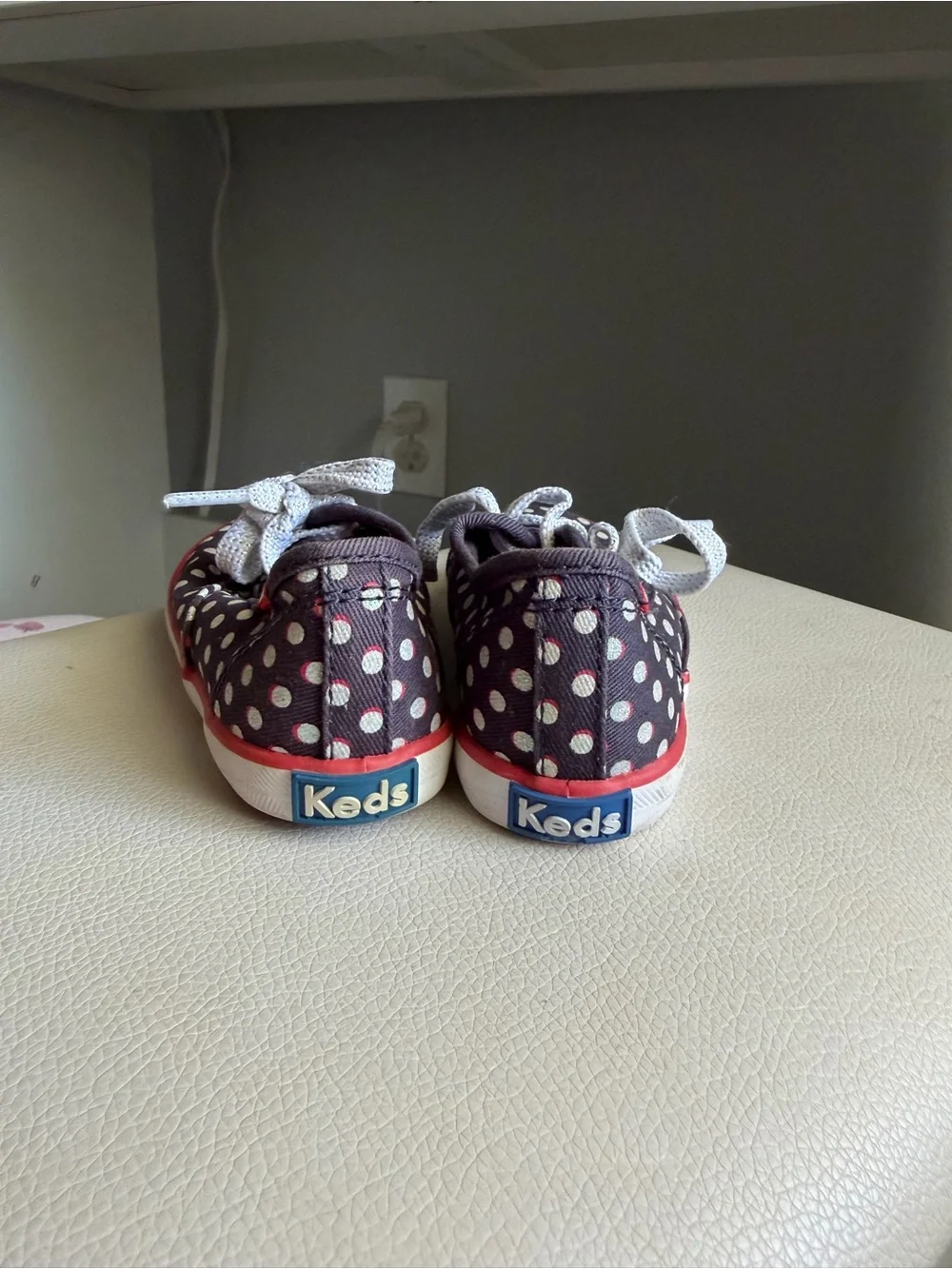 Keds Kids Navy Polka Dot Sneakers with Red Trim